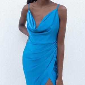 Midi DRAPED NECK GATHERS BODYCON DRESS